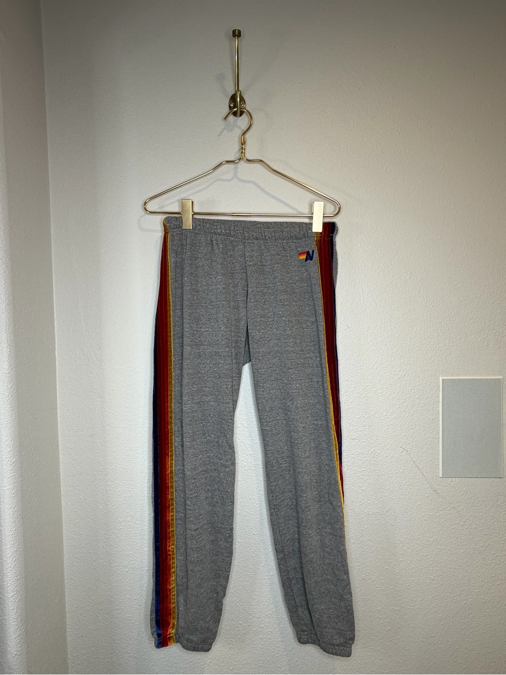 Aviator Nation Grey Joggers with Colored Side Stripes